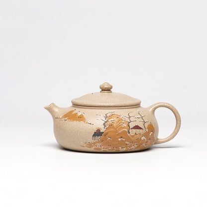 handmade tea pot mountain relief real yixing zisha white duan clay pot marked