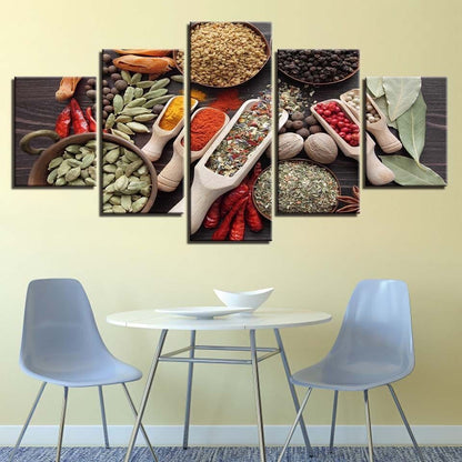 5 Pieces canvas Kitchen Restaurant Grain Spice Food Wall Art Picture Home Decor