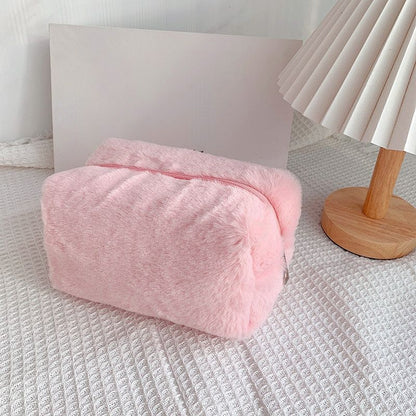 Travel Makeup Pouch Holder Plush Cosmetic Bag Student School Large Storage Purse