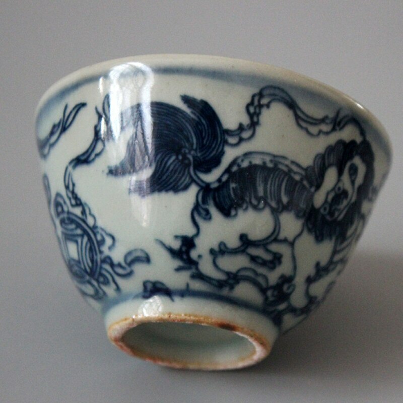 5cm Antique Ceramic Lion Tea Cup Qingming Retro Pinming Tea Master Cup Chinese