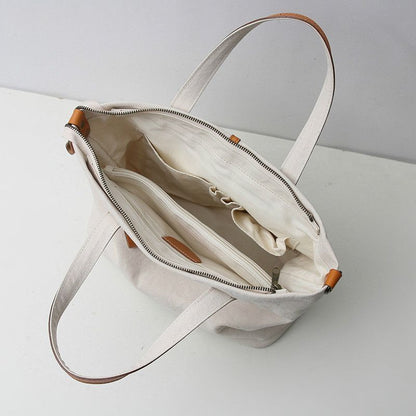 Canvas Bag Zipper Contrast Color Purse Shoulder Bag Retro Wild Diagonal 32*14*26