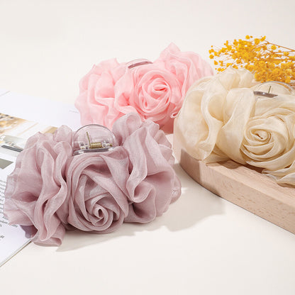 Large Chiffon Flower Bow Hair Claw Clip Hairgrip Hair Clamp Jaw Barrettes Women