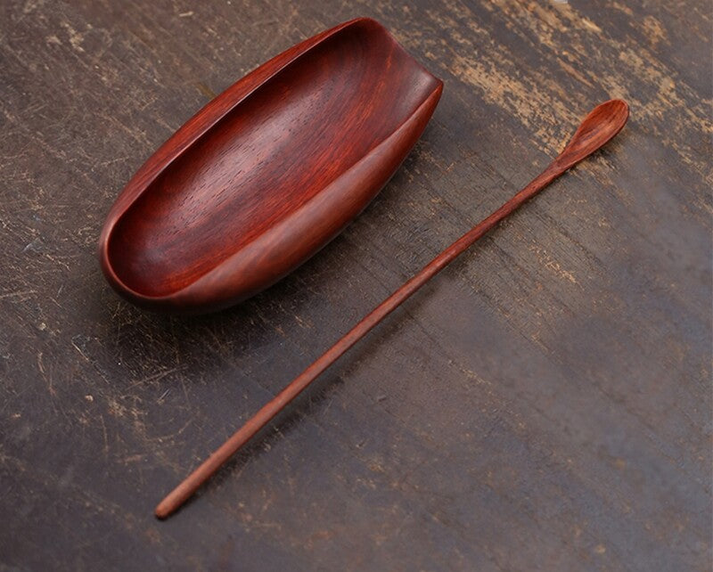 Chinese Rosewood Carved Spoon Wood Shovel Tea Coffee Powder Scoop Tool Zen
