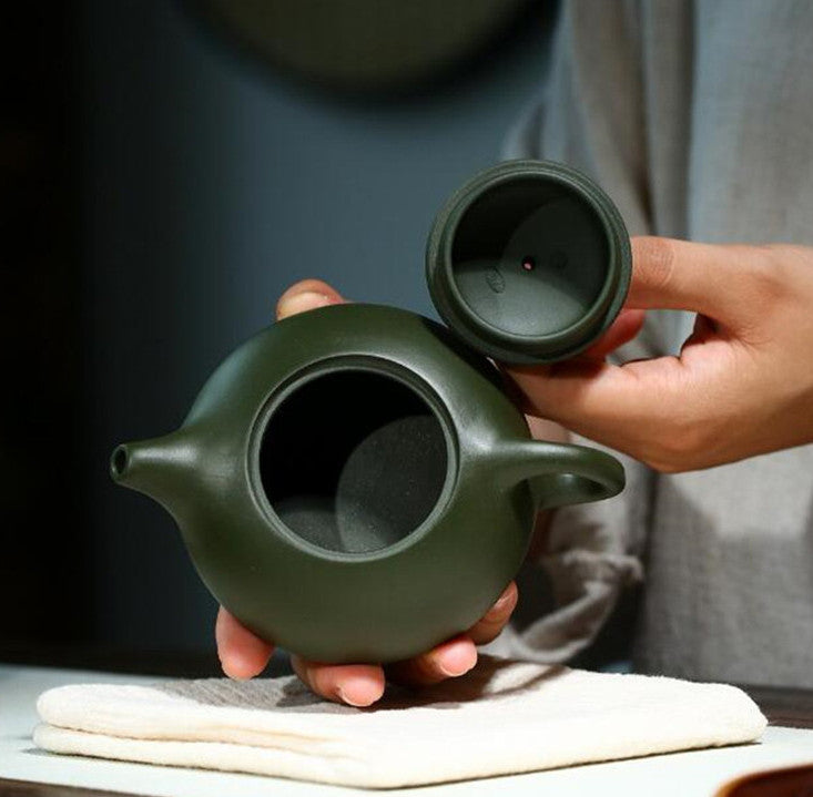 200ml Yixing Handmade Xishi Pot Zisha Raw Ore Green Clay Teapot Tea Set
