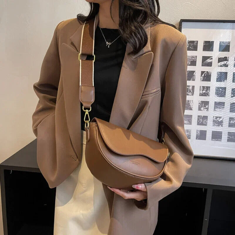 Women's PU Small Shoulder Bag Fashion Simple Underarm Handbag Travel Crossbody