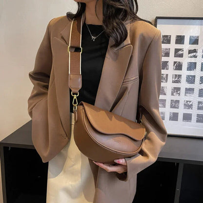 Women's PU Small Shoulder Bag Fashion Simple Underarm Handbag Travel Crossbody
