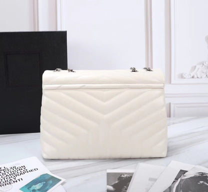 Large Computer Bag Tote Diamond Pattern Bag Metal Chain Shoulder Crossbody Purse