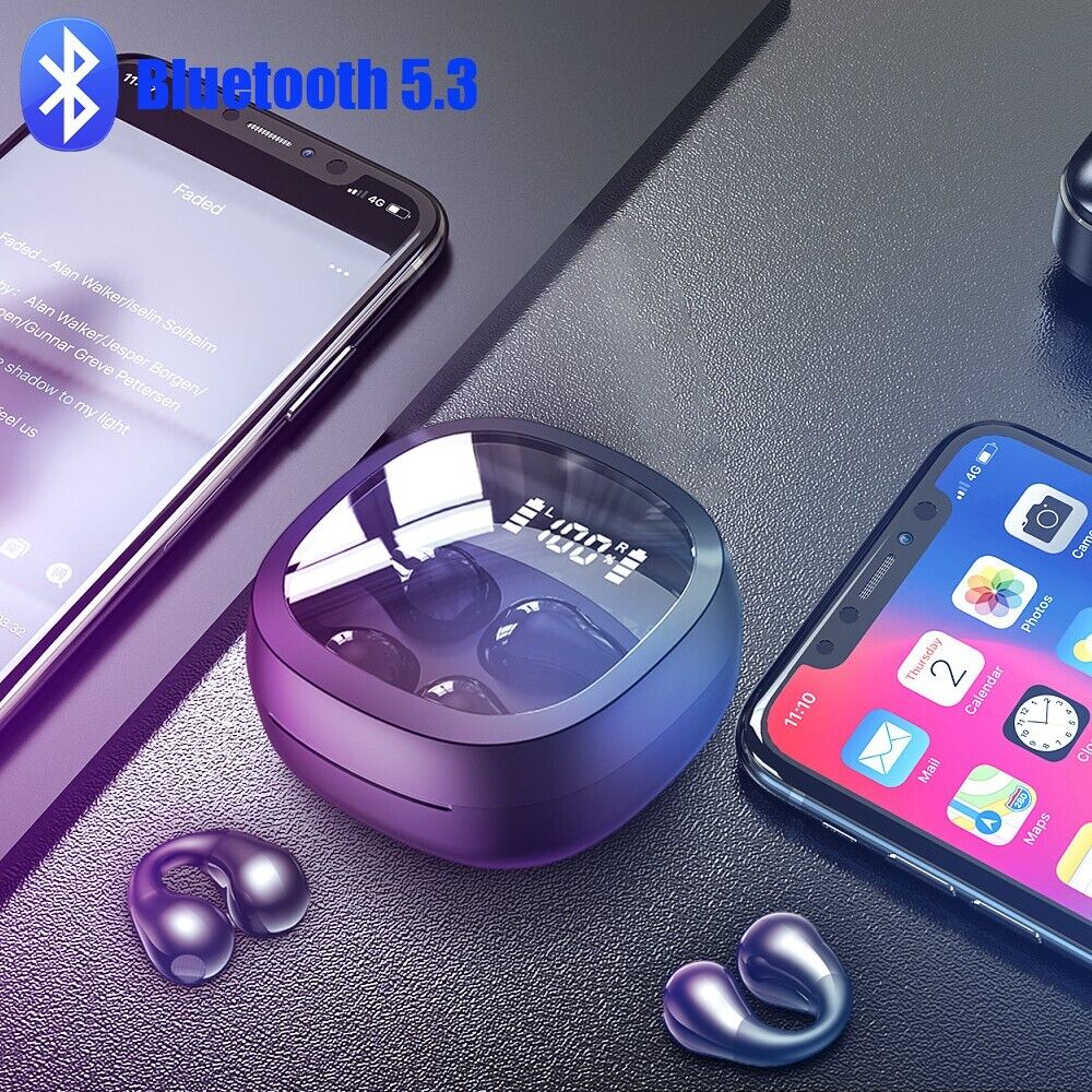 Wireless Bluetooth 5.3 Earbuds Ear Clip Bone Conduction Stereo Headphone Headset