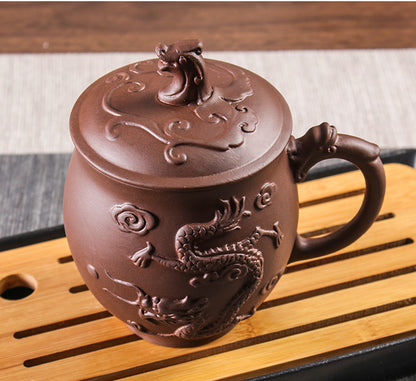 550ml Exquisite Chinese Yixing Purple Clay Pot Handmade Red Dragon Teacup