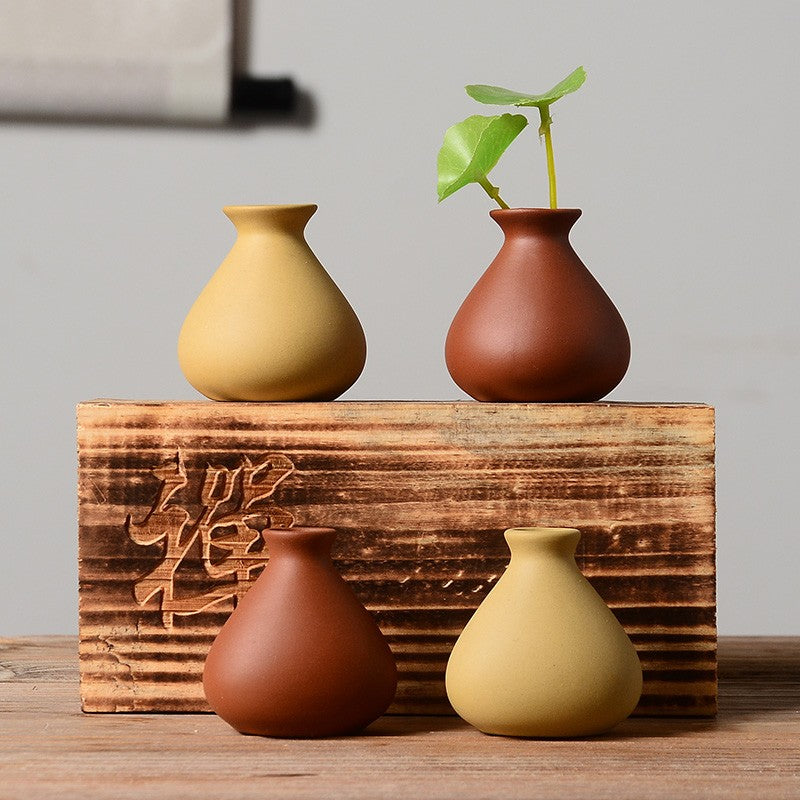 1Pc Exquisite Purple Clay Tea Pet Small Vase Decoration Mini Floral Ware