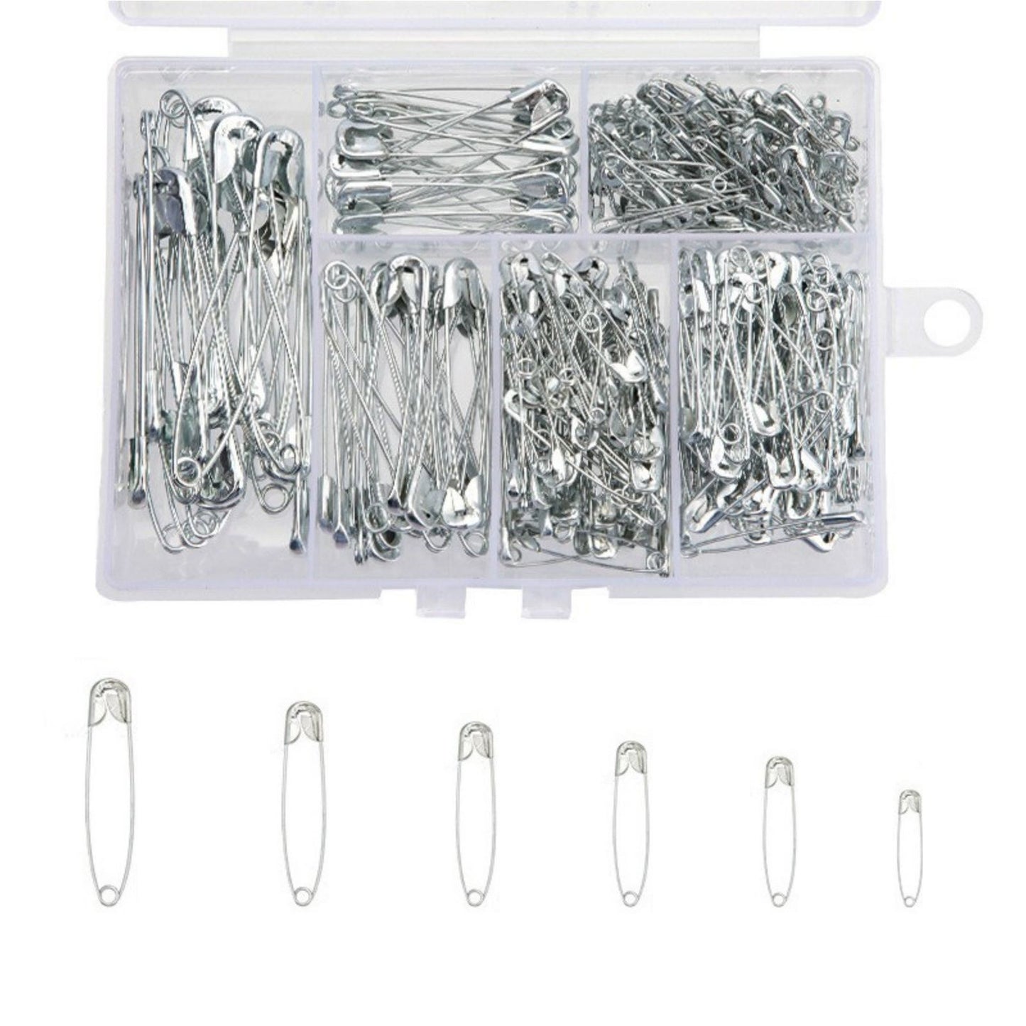 Lots Steel Safety Pins Assorted 6 Size Heavy Duty Nickel Plated Clothes Pins