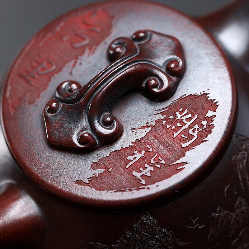 Handmade Tea Pot Embossed 10 Infuser Holes Real Yixing Zisha Clay Pot 330ml New