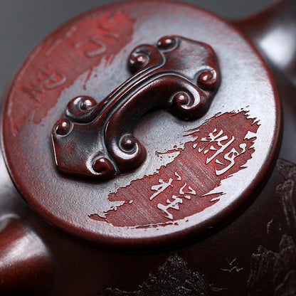 Handmade Tea Pot Embossed 10 Infuser Holes Real Yixing Zisha Clay Pot 330ml New