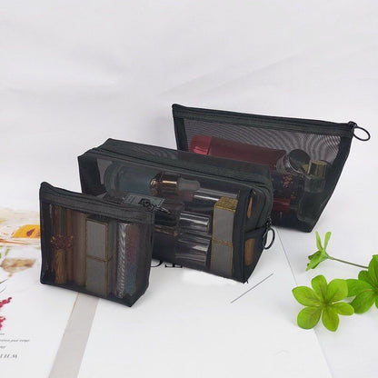 Transparent Mesh Makeup Case Organizer Storage Pouch Casual Zipper Cosmetic Bag