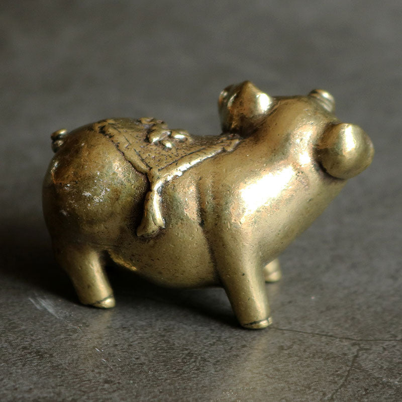 Solid Copper Pig Trinket Tea Pet Ceremony Antique Bronze Model Figurines