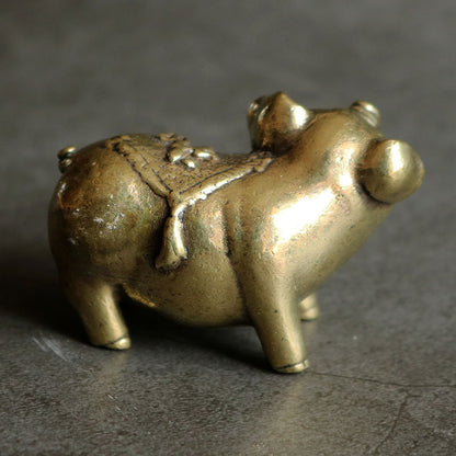 Solid Copper Pig Trinket Tea Pet Ceremony Antique Bronze Model Figurines