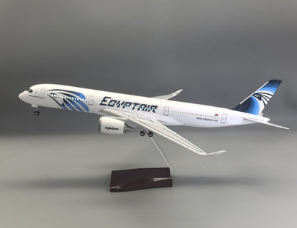 47CM 1:140 EGYPTAIR AIRBUS A350 Airplane Led Sound -controll Light Resin Model