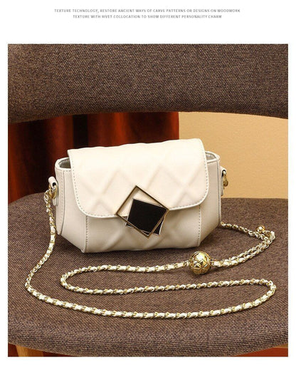 Cowhide Retro Single Chain Real Leather Bag Shoulder Messenger Small Golden Ball