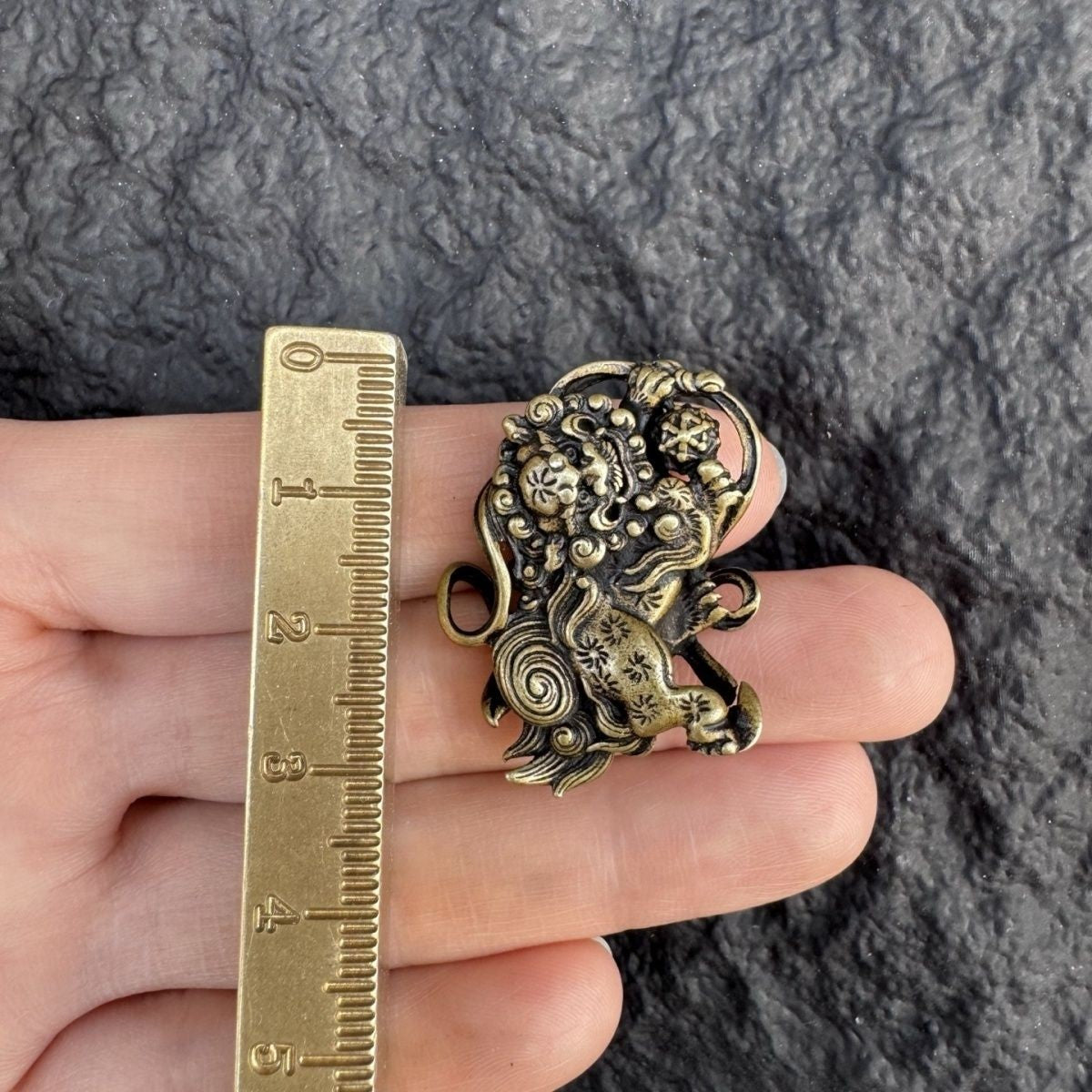 Vintage Tibetan Brass Snow Lion Pendant Antique Collectible Charm