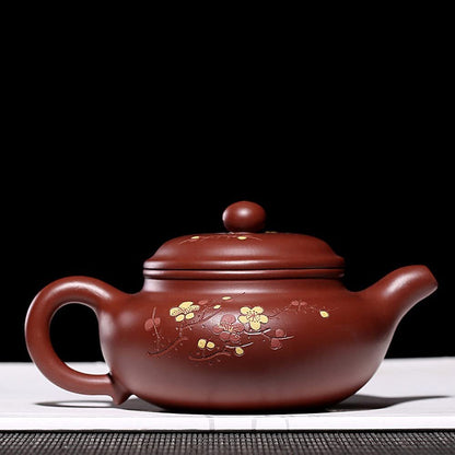 250ml Purple Clay Tea Set Dahongpao Plum Blossom Pattern Teapot Kung Fu Tea
