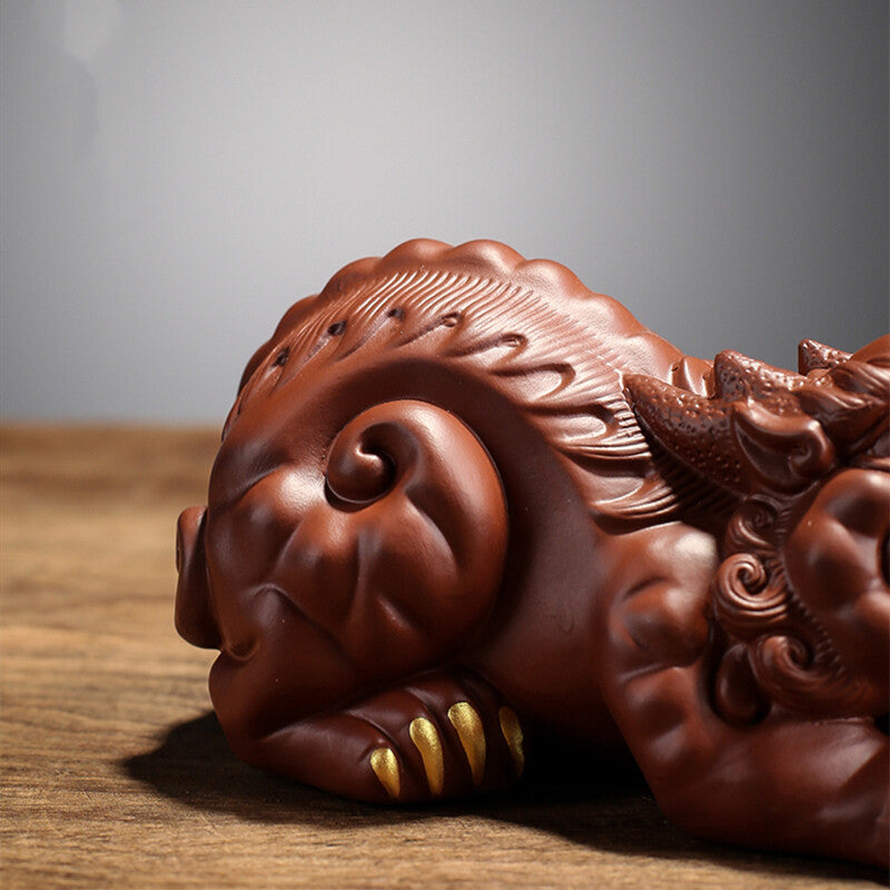 13cm Tea Pet Yixing Zisha Brave Troops Tea Play Animal Statue Table Decoration