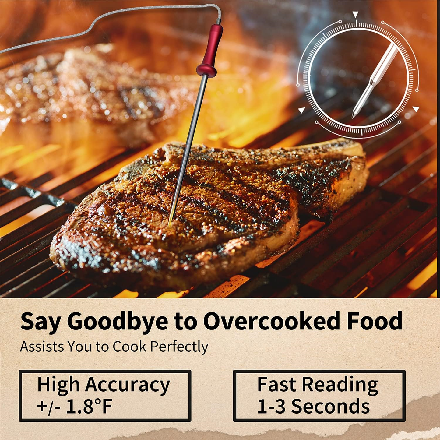Wireless Meat Thermometer For Cooking Digital Meat Thermometer With 4 Probes 500