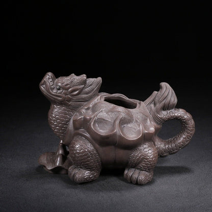 Chinese Yixing Zisha Clay Handmade Exquisite Teapot （龙龟 底款：鸣远）