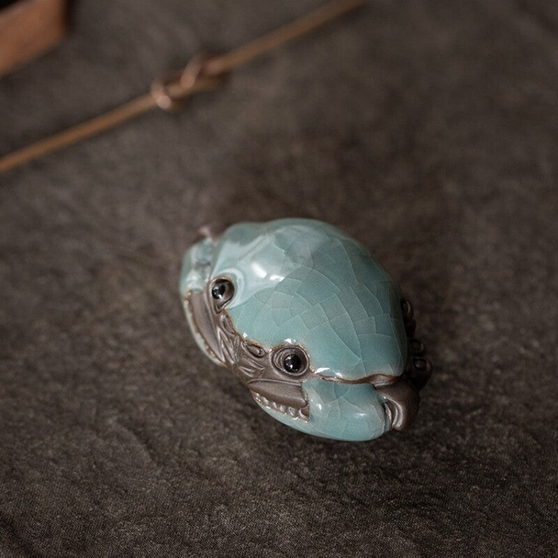 Crab Statue Small Size Yixing Zisha Crackle Glaze Porcelain Tea Pet Ornament New