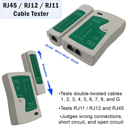 9-in-1 Network Toolkit: RJ45 Ethernet Crimper, Krone PunchDown, Cable Tester