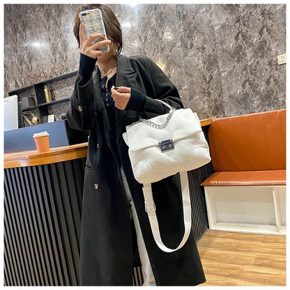 Shoulder Crossbody Bag Padded Tote Purse Handbag Cotton 30*24*8 CM Chain Handle