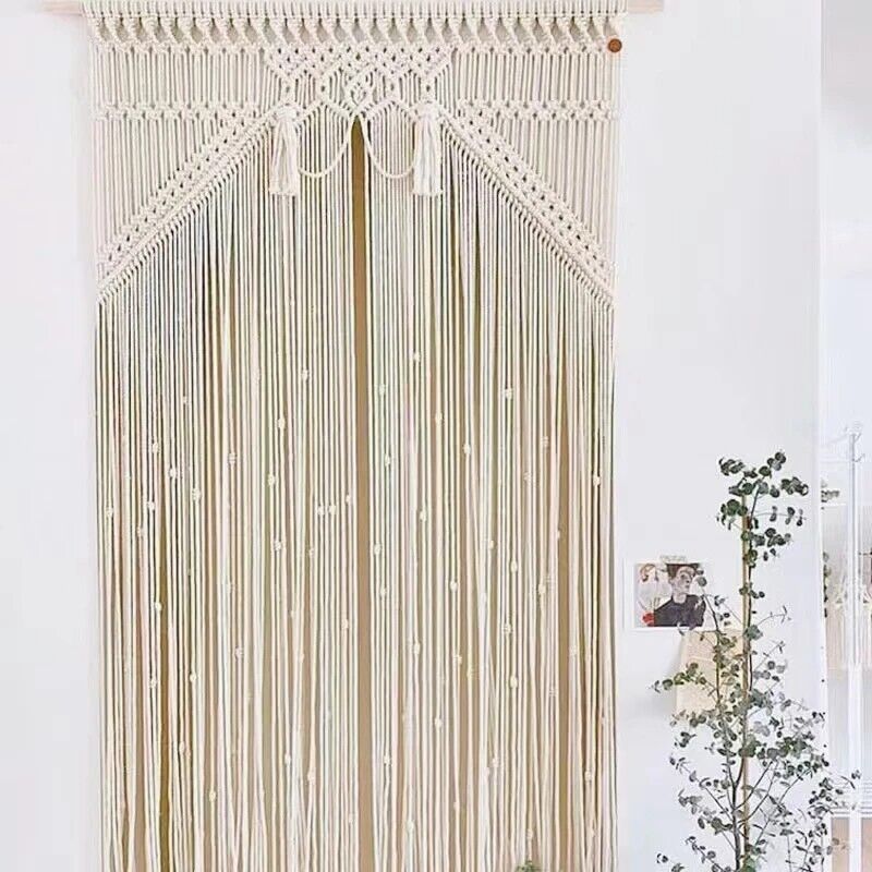 Macrame Tapestry Cotton Rope Hand Woven Curtain Home Living Room Decor 115x200cm