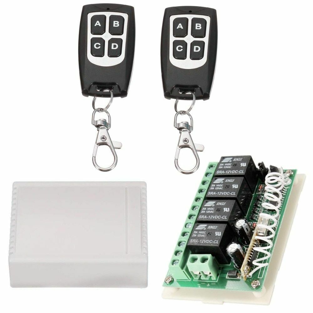 Wireless Remote Control RF Switch 433mhz DC 12V 4CH 4 Channel Relay Receiver 12p