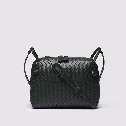 Woven Square Bag Genuine Leather Small Purse Single Shoulder Bag Crossbody Pouch