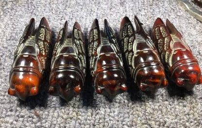 Natural Carved Cicada Pendant Statue Collection Hand Toy