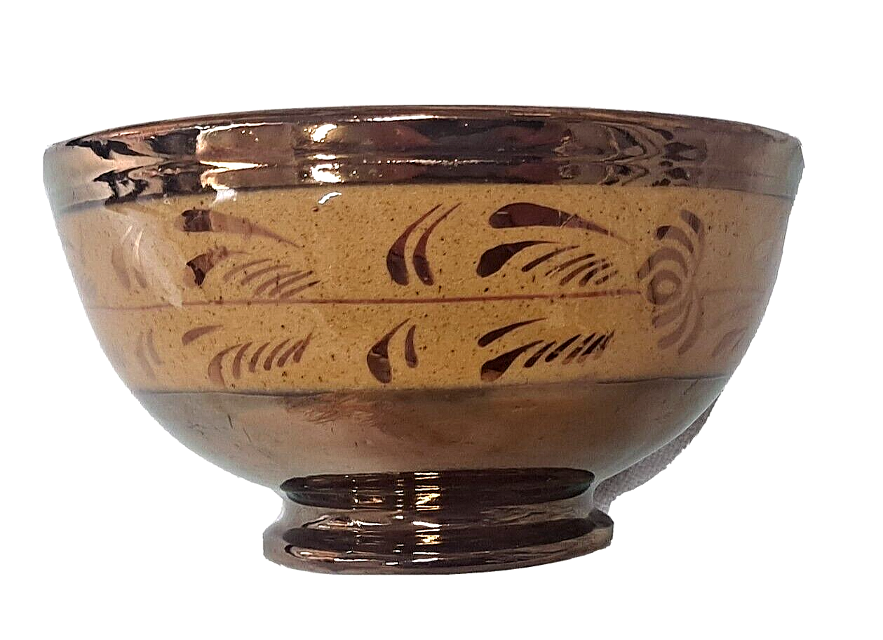Antique Staffordshire copper lustre bowl, tan band of ornamentation