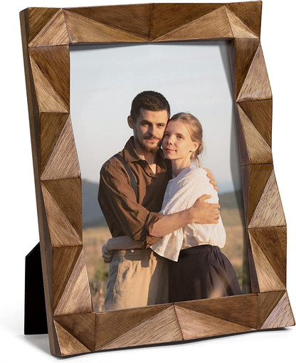 Handmade Wooden Picture Frame Farmhouse Photo Rustic Walnut-Colored Finish 5x7