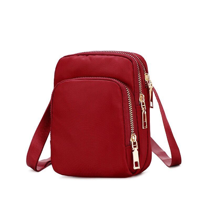 Crossbody Zipper Mobile Phone Shoulder Bag Handbag Wrist Purse 12*6*17 CM Nylon