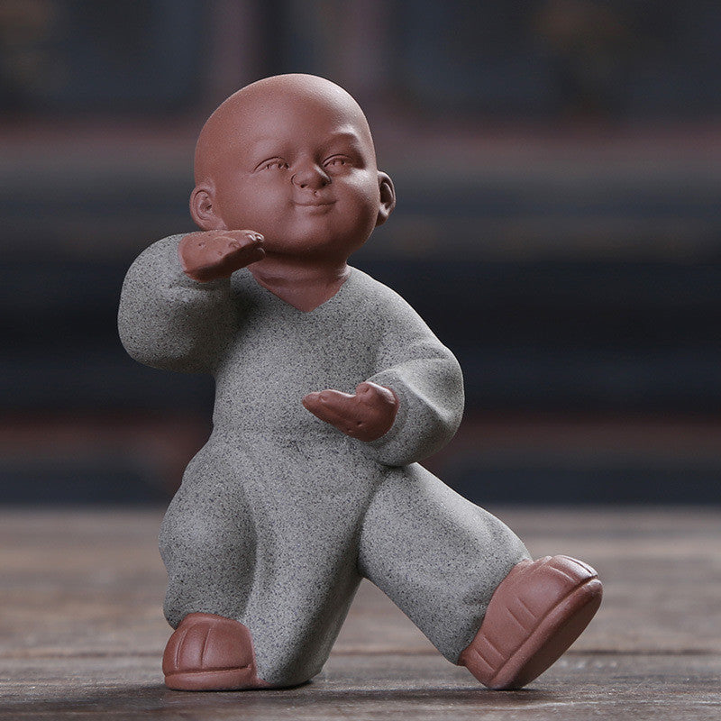 Tai Chi Posture Statue Yixing Zisha Tea Pet House Warming Gift Handmade Figurine