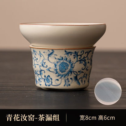 Blue and White Ru Kiln Tea Leakage Fair Cup Ceramic Tea and Tea Dispenser