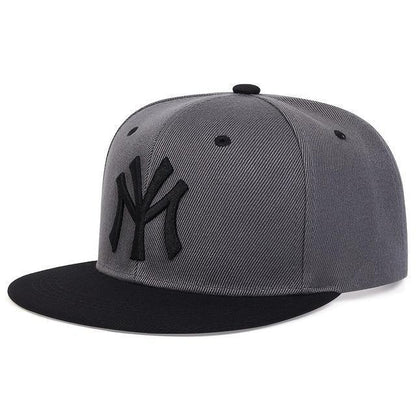 Men Snapback Hat Trucker Style Flat Brim Baseball Cap Solid Plain Hats Ny La