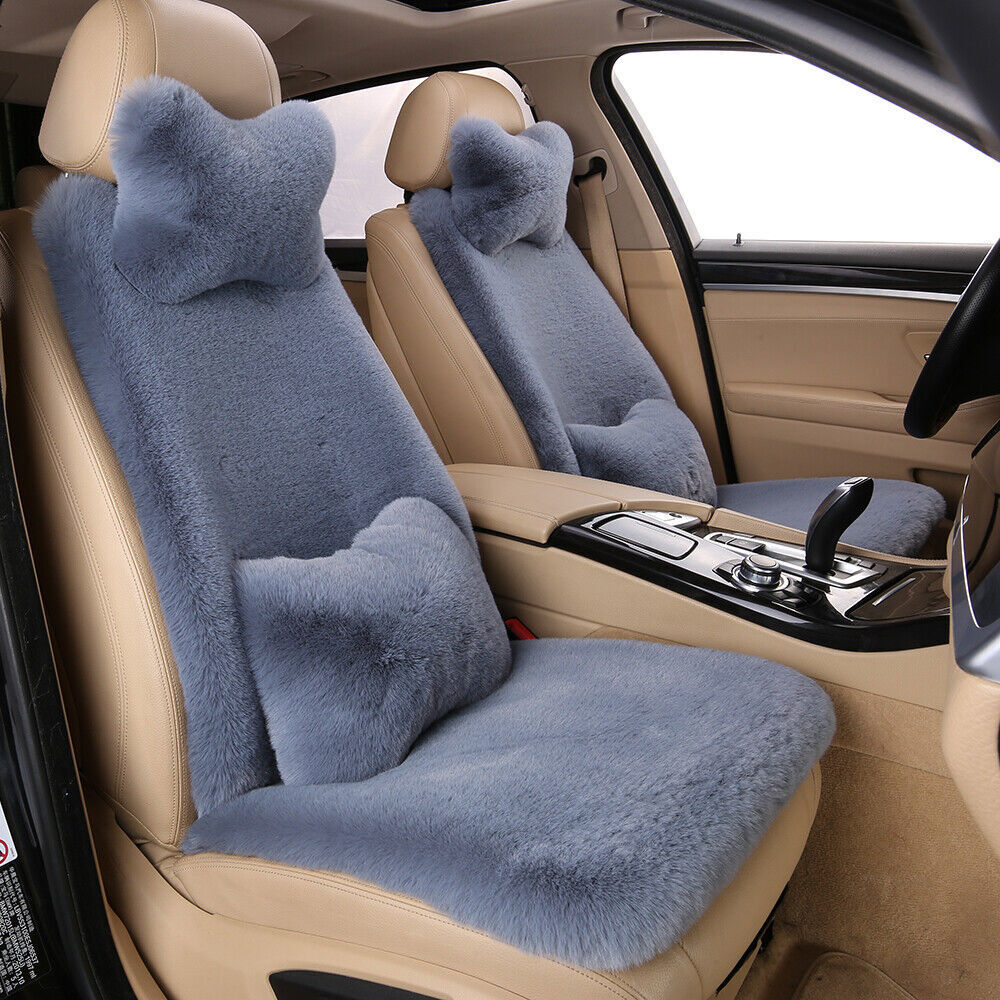 Premium Sheepskin Car Seat Covers Wool Front Cushions Auto Accessories Universal