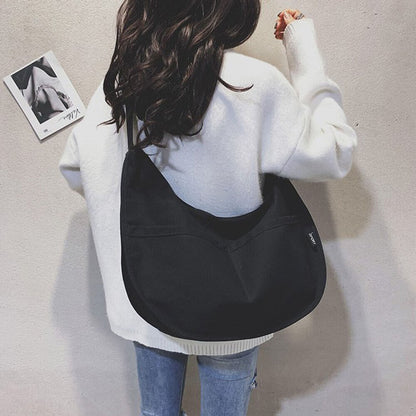 Solid Color Dumpling Bag Crossbody Bag Canvas Shoulder Bag Underarm Bag 1PCS