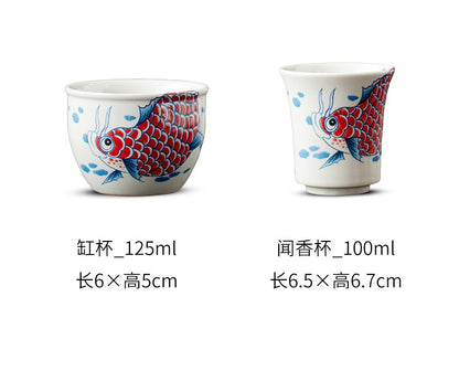 Dragon Fish Cup Single Cup Wood Ash Ceramic Paired Cup Household Tea Cup Tea Set