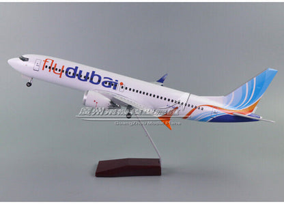 47CM 1:80 Flydubai BOEING 737 MAX8 Passenger Airplane Landing gears Resin Model
