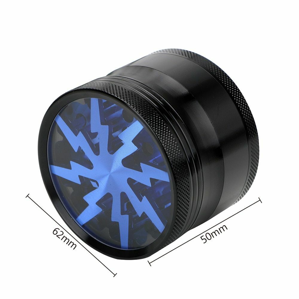 Tobacco Grinder Green 63MM 4-layer Aluminum Alloy Smoke Herb Cutter Transparent