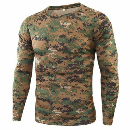 Tactical Camouflage T-Shirt Breathable Long Sleeve Outdoor Sport Hunting Camping