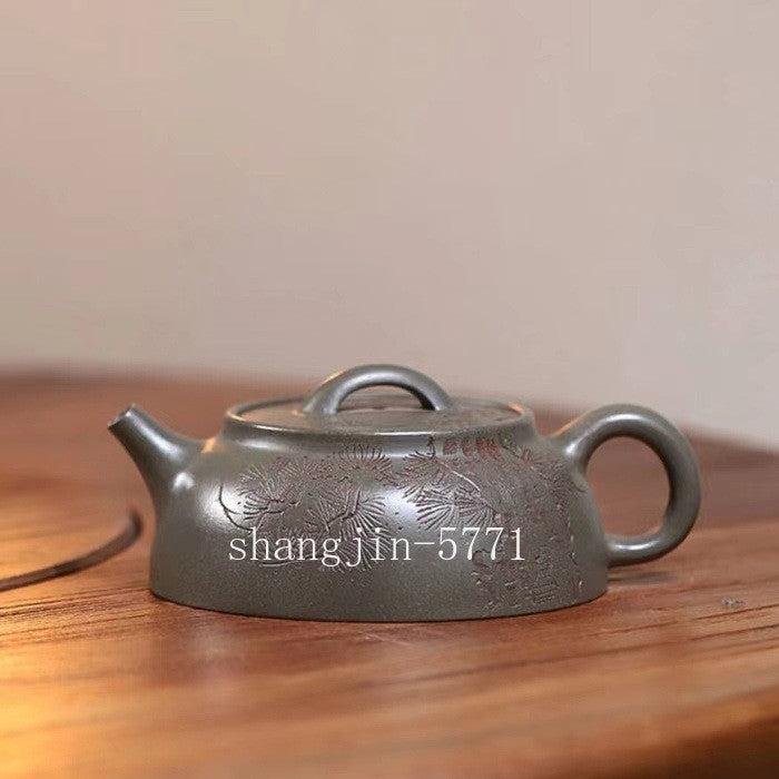 Chinese Tea Pot Handmade Carved Real Yixing Zisha Old Duan Clay Master Pot 190ml