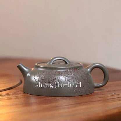 Chinese Tea Pot Handmade Carved Real Yixing Zisha Old Duan Clay Master Pot 190ml
