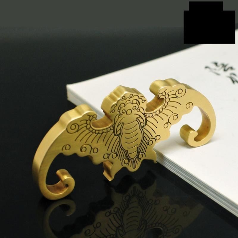 Pure Brass Bat Brush Rest 200g Chinese Calligraphy Paperweight
