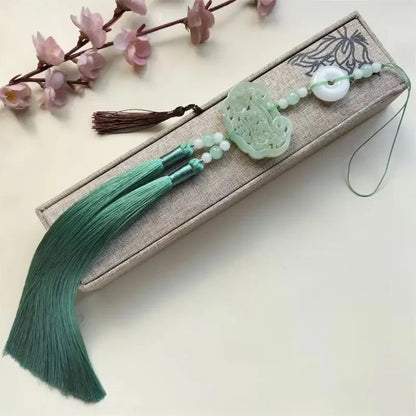 Hanfu Green Jade Tassel Pendant Pressure Skirt Pendant Accessories Antique Hanfu